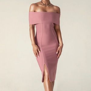 COPY - MIEL OFF SHOULDER BANDAGE DRESS (THULIAN PINK)